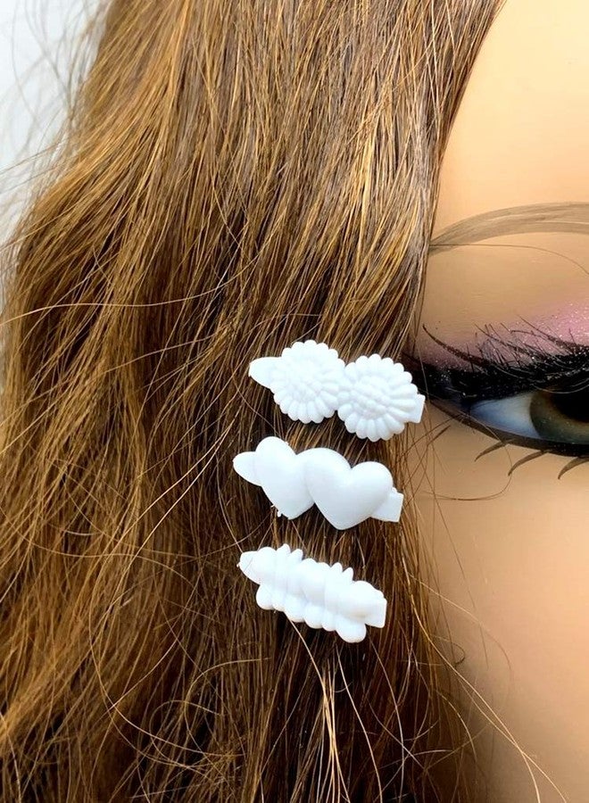 تارا مجموعة مشابك شعر تارا للبنات، فائقة الجمال، ذاتية المفصل، بلاستيكية، متعددة التصاميم. 60 قطعة، بيضاء، بأشكال متنوعة. - Image 5